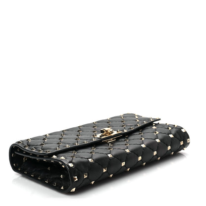 Valentino Garavani Lambskin Rockstud Spike Wallet on Chain Black 4 of 8