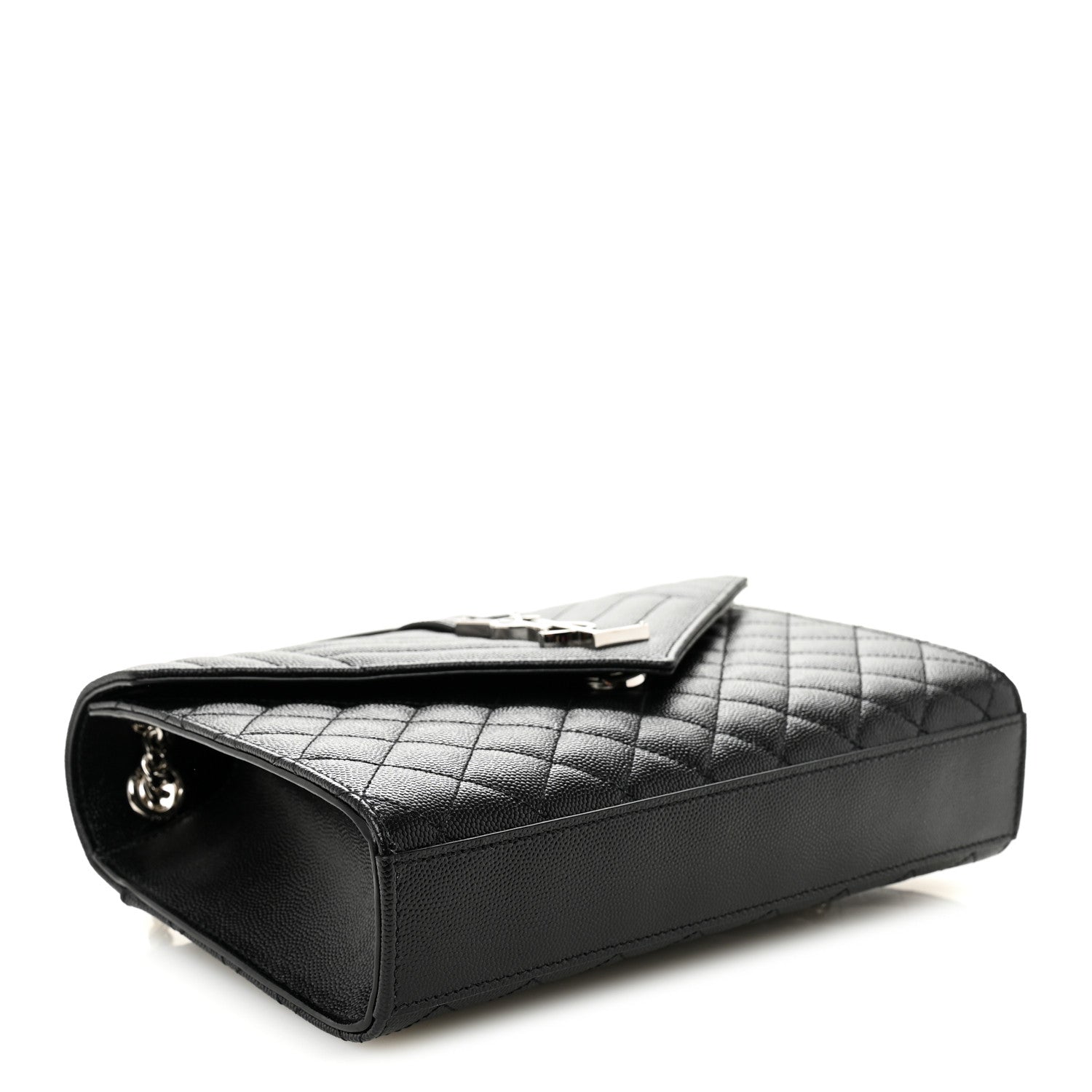 Saint Laurent Grain De Poudre Textured Mixed Matelasse Triquilt Medium Monogram Satchel Black 4 of 9
