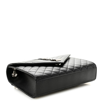 Saint Laurent Grain De Poudre Textured Mixed Matelasse Triquilt Medium Monogram Satchel Black 4 of 9