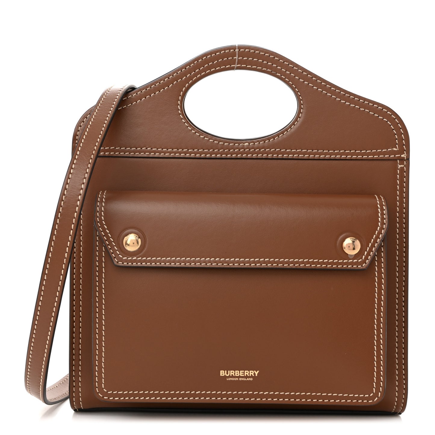 Smooth Calfskin Mini Pocket Bag Malt Brown