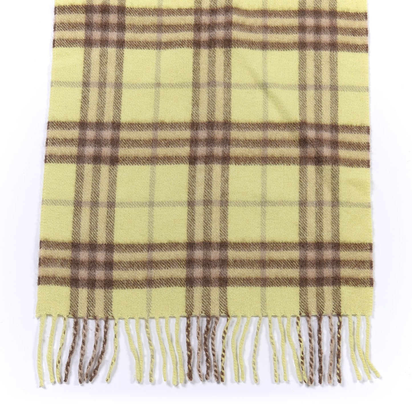 Cashmere Check Fringe Scarf Green