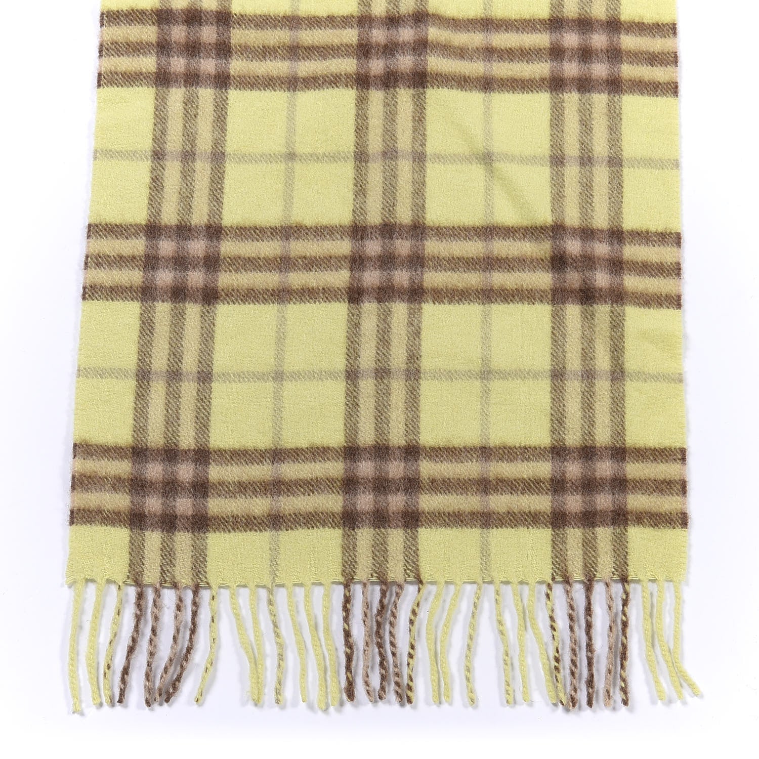 Burberry Cashmere Check Fringe Scarf Green 2 of 3