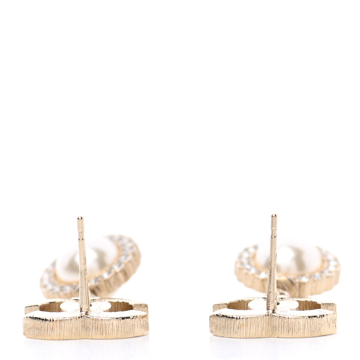 Chanel Crystal Pearl CC Drop Earrings Gold 3 of 5