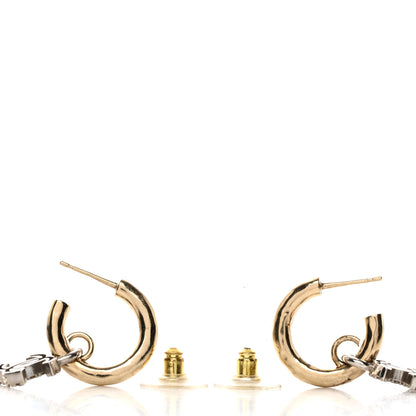 Chanel Metal Crystal CC Hoop Drop Earrings Gold 3 of 5
