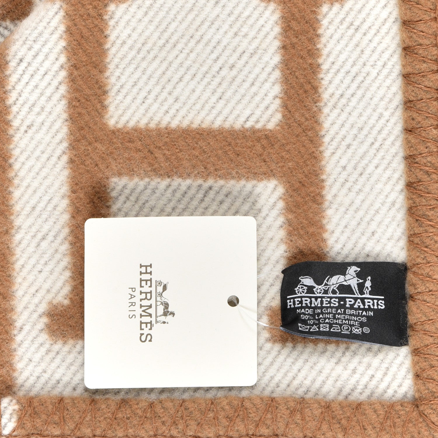 Hermes Wool Cashmere Avalon Blanket Ecru Camel 3 of 3