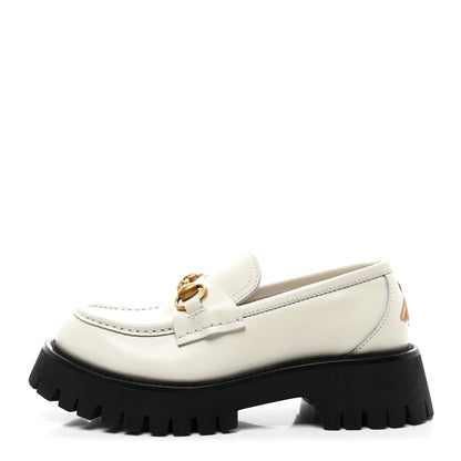 Gucci Cordovan Lux Womens Harald Horsebit 25mm Platform Loafers 35.5 Dusty White 1 of 8