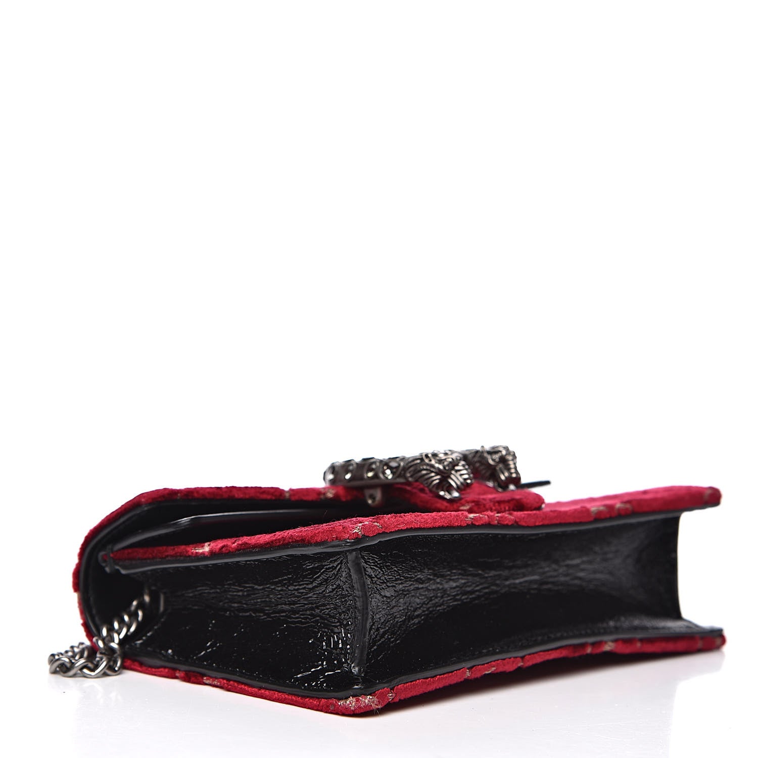 Gucci Velvet GG Monogram Super Mini Dionysus Shoulder Bag Red Cipria Black 4 of 10