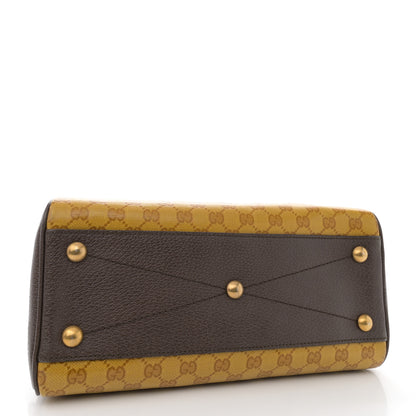 Gucci X ADIDAS Crystal Vintage Monogram Textured Dollar Calfskin Web Trefoil Logo Mini Bowling Bag Mid Natural Nut Off White New Acero 4 of 10