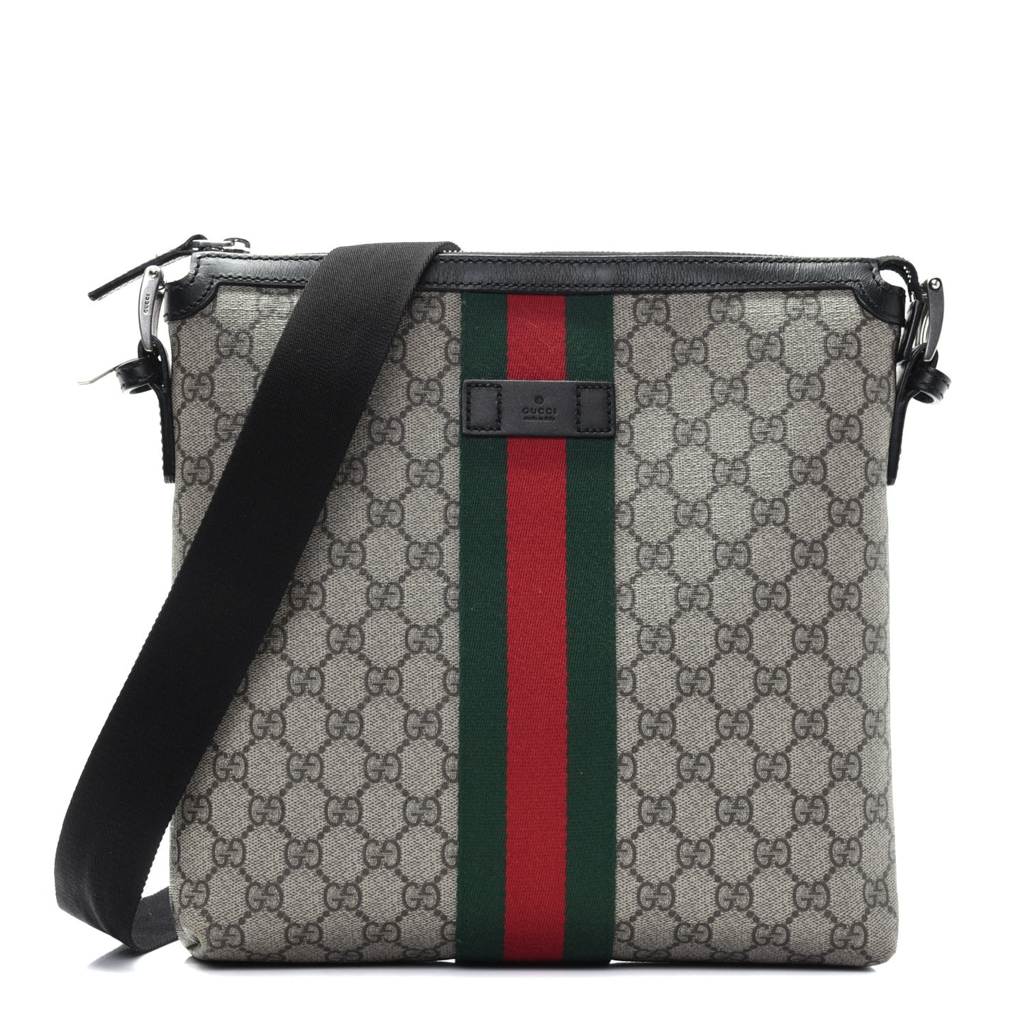 GG Supreme Monogram Web Messenger Bag Black