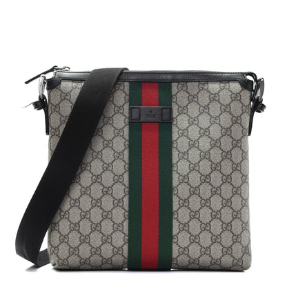 Gucci GG Supreme Monogram Web Messenger Bag Black 1 of 16