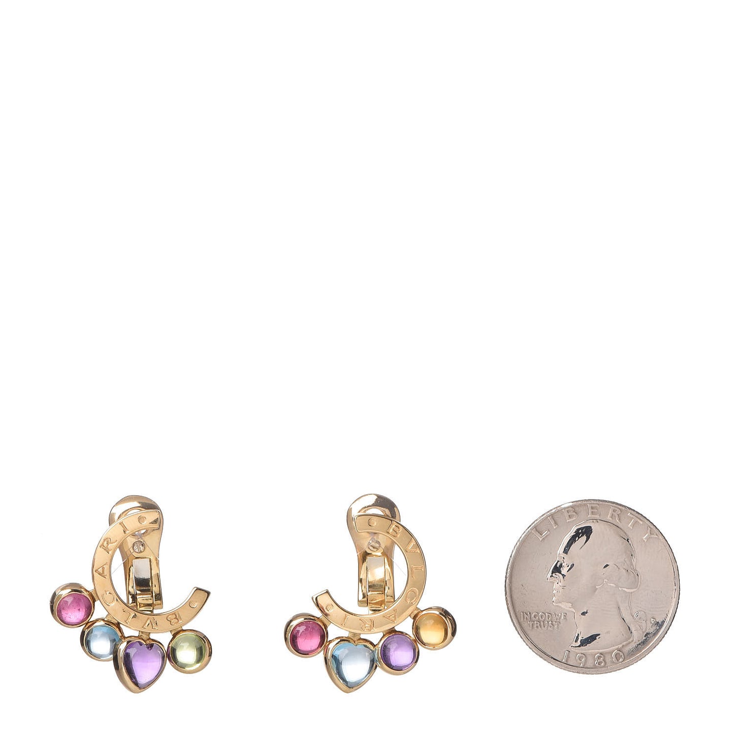 18K Yellow Gold Pink Tourmaline Blue Topaz Amethyst Citrine Peridot Allegra Earrings