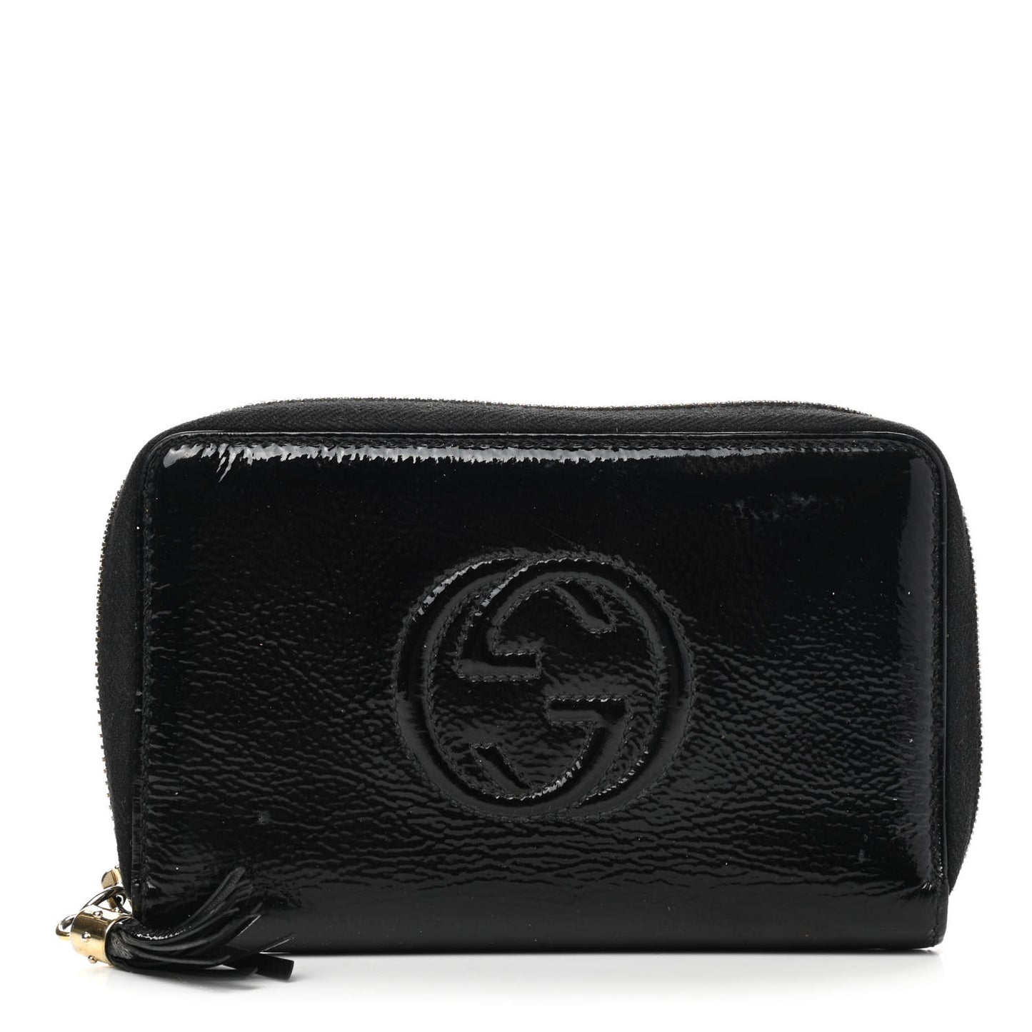 Patent Soho Compact Disco Zip Around Wallet Black