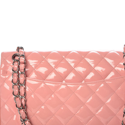 Chanel Patent Quilted Jumbo Double Flap Pink 18 of 23