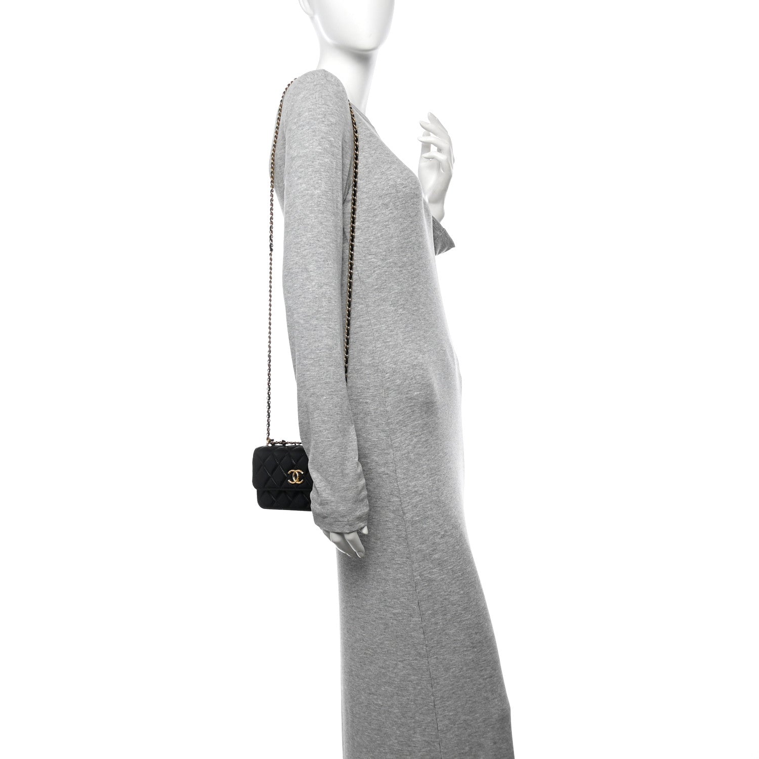 Chanel Lambskin Quilted Dynasty Flap Phone Holder With Chain Black 2 of 12