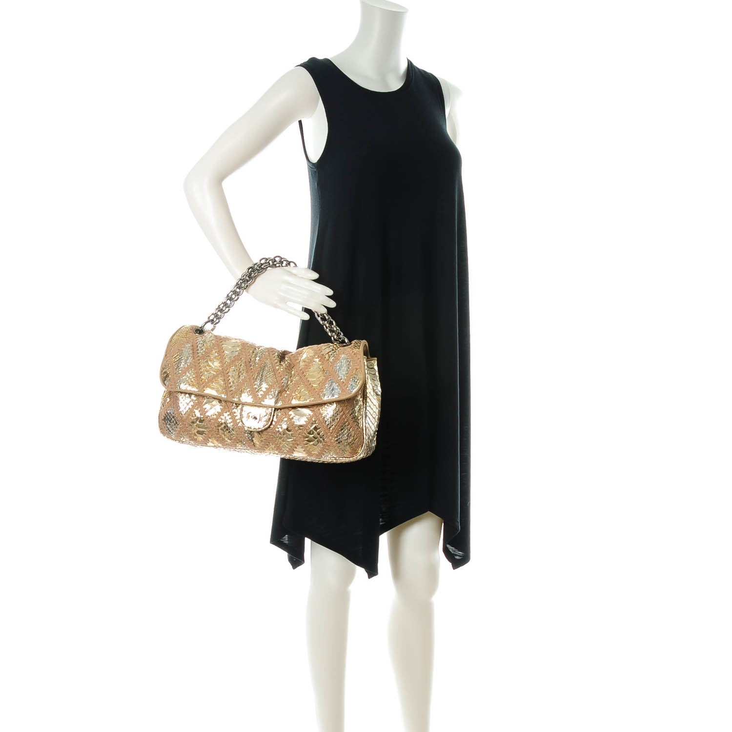 Chanel Python Crochet Soft and Chain Maxi Flap Gold 2 of 8