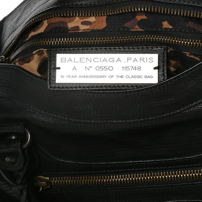 Balenciaga Calfskin Lizard Embossed Classic Hardware City Black 5 of 14