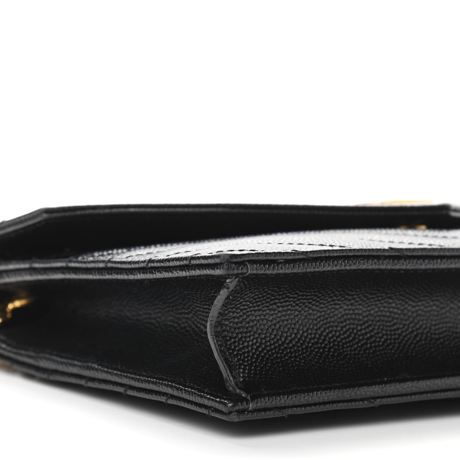 Saint Laurent Grain De Poudre Matelasse Chevron Monogram Envelope Chain Wallet Black 8 of 9