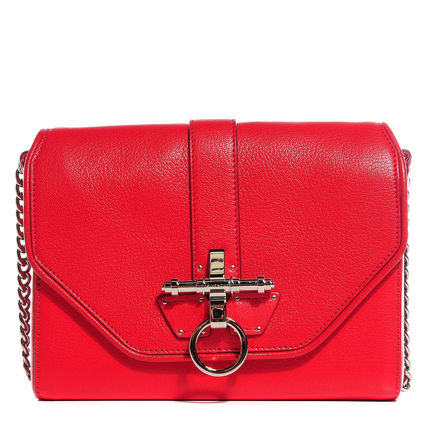 Sugar Goatskin Obsedia Chain Shoulder Bag Red