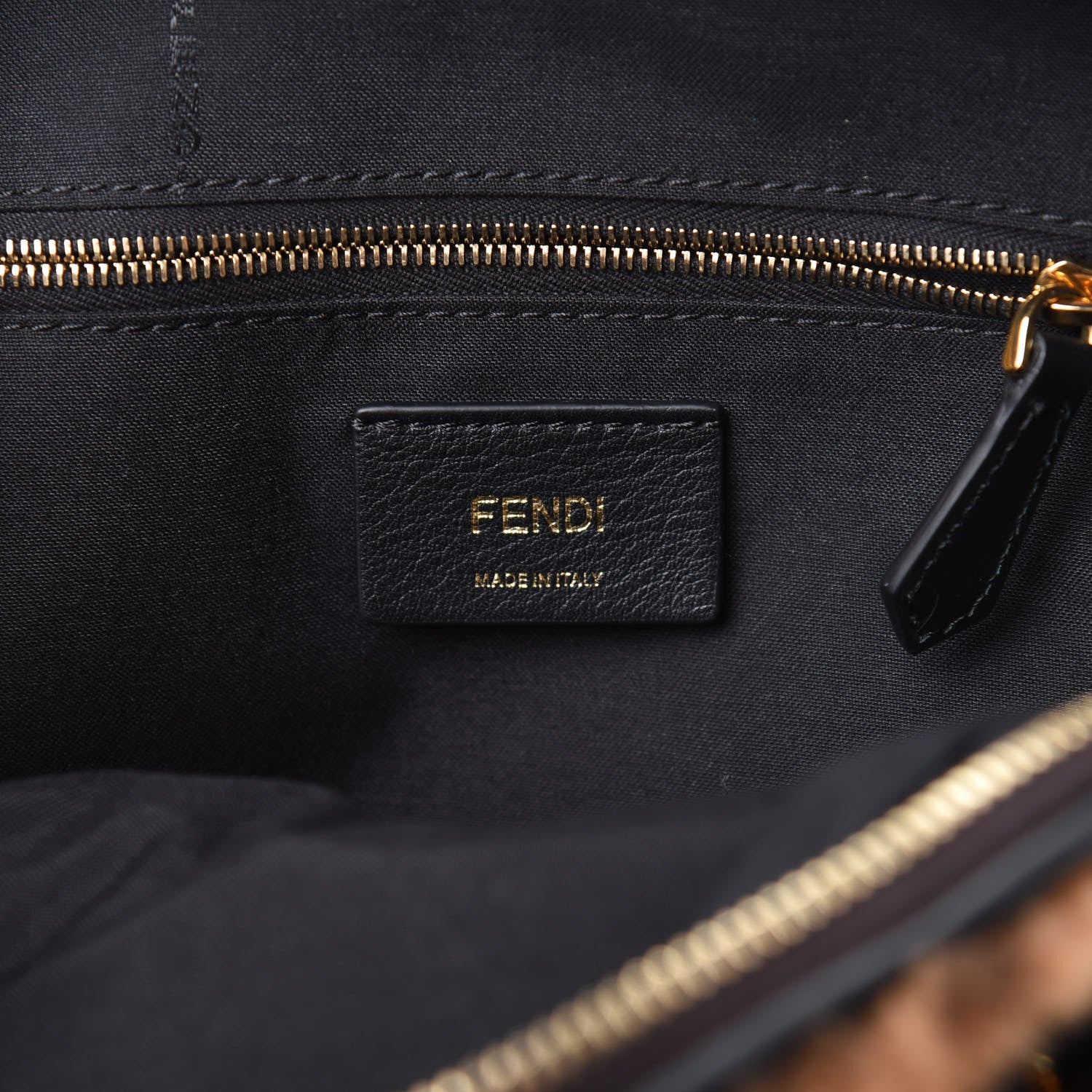 Fendi Shearling Macro FF 1974 Mini Backpack Tobacco Black 5 of 9