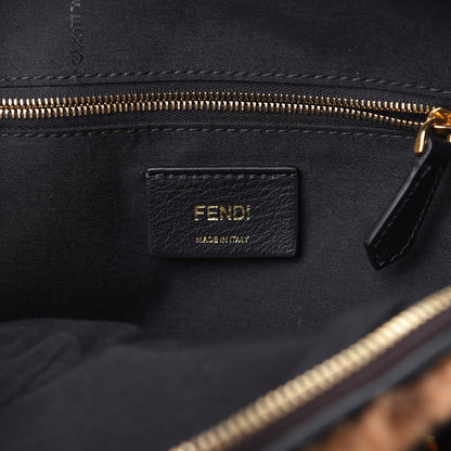 Fendi Shearling Macro FF 1974 Mini Backpack Tobacco Black 5 of 9