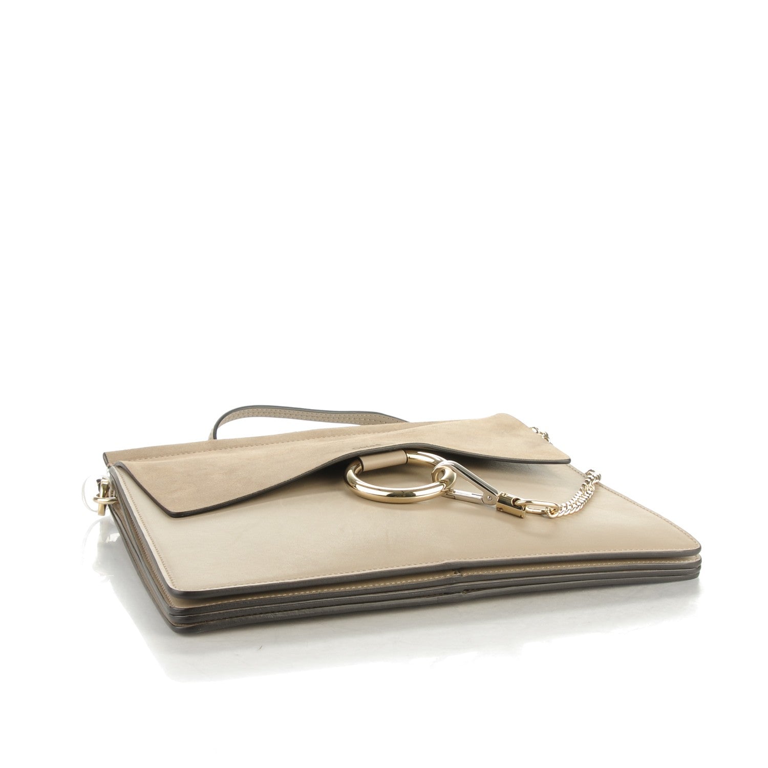 Chloe Calfskin Suede Medium Faye Shoulder Bag Motty Grey 4 of 8