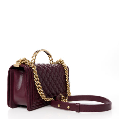Chanel Caviar Quilted Medium Top Handle Boy Flap Burgundy 3 of 12