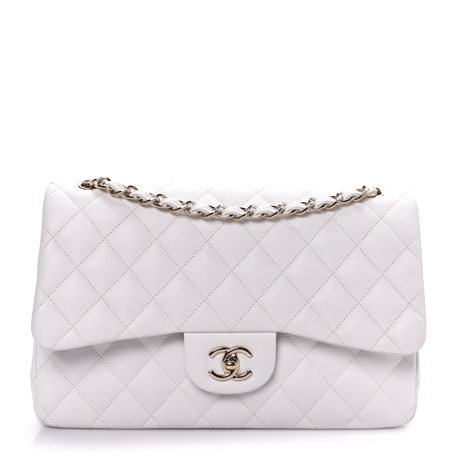 Chanel Caviar Quilted Jumbo Double Flap White 1 of 9
