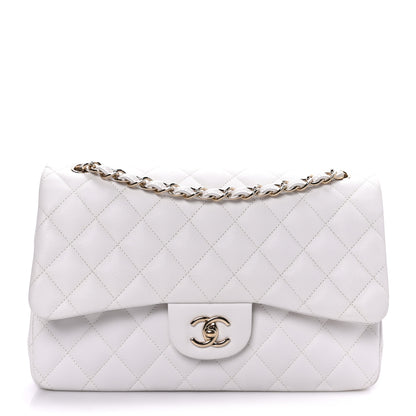 Chanel Caviar Quilted Jumbo Double Flap White 1 of 9