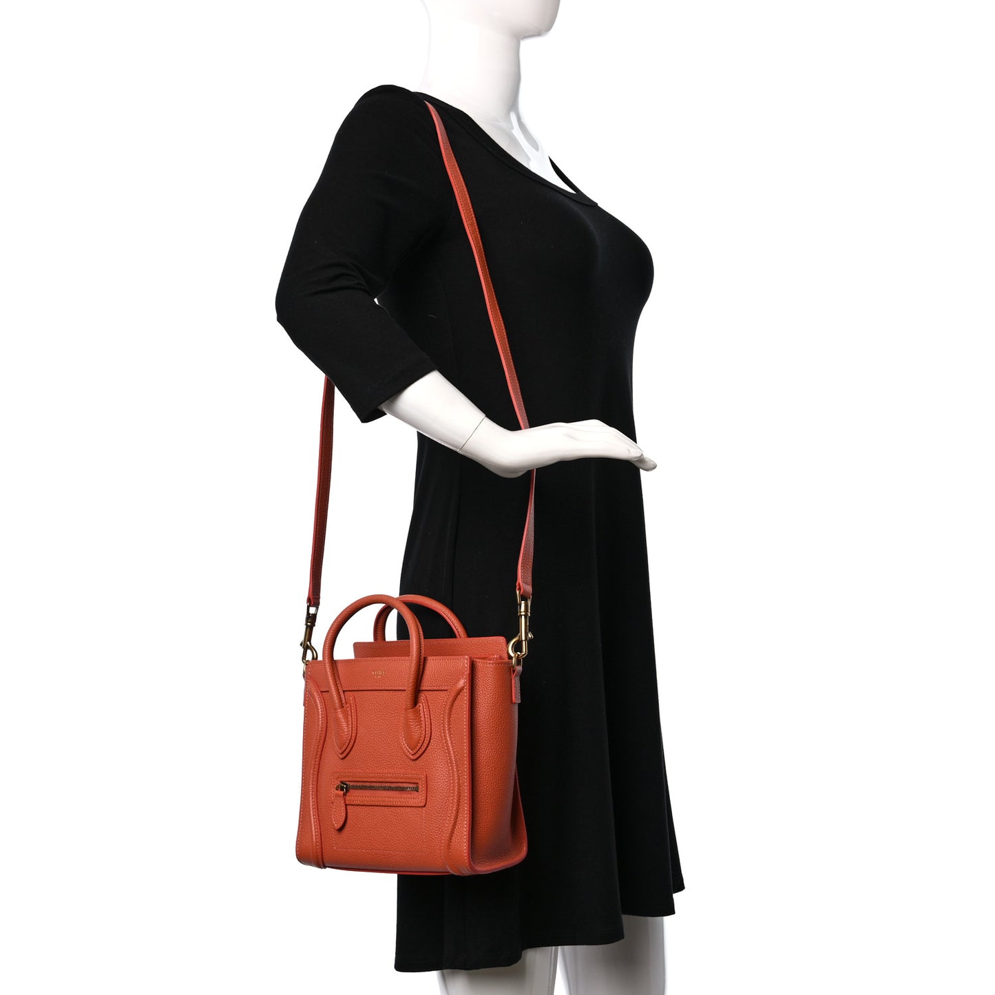 Drummed Calfskin Nano Luggage Lychee