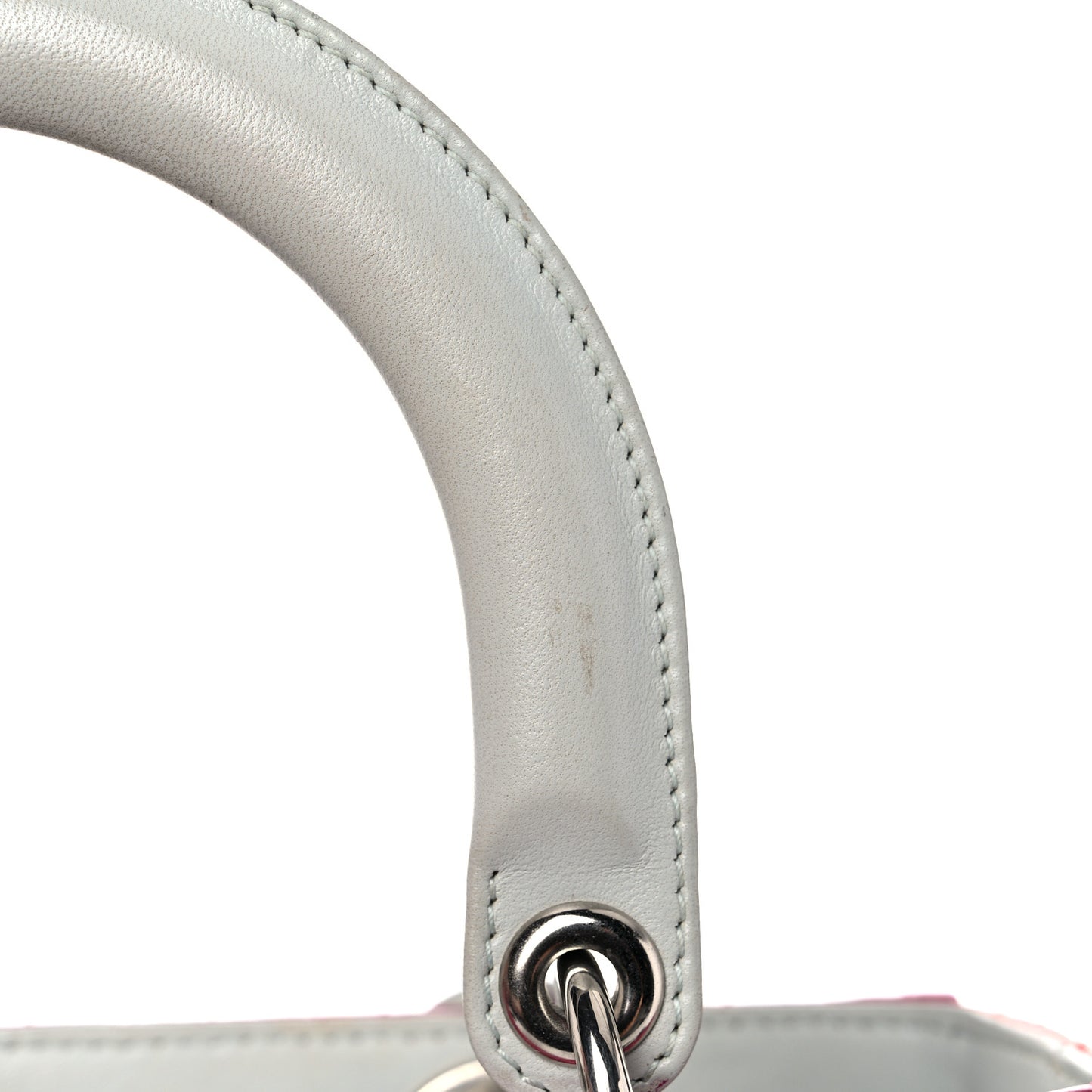 Lambskin Cannage Medium Tri-Color Lady Dior Fuchsia Orange