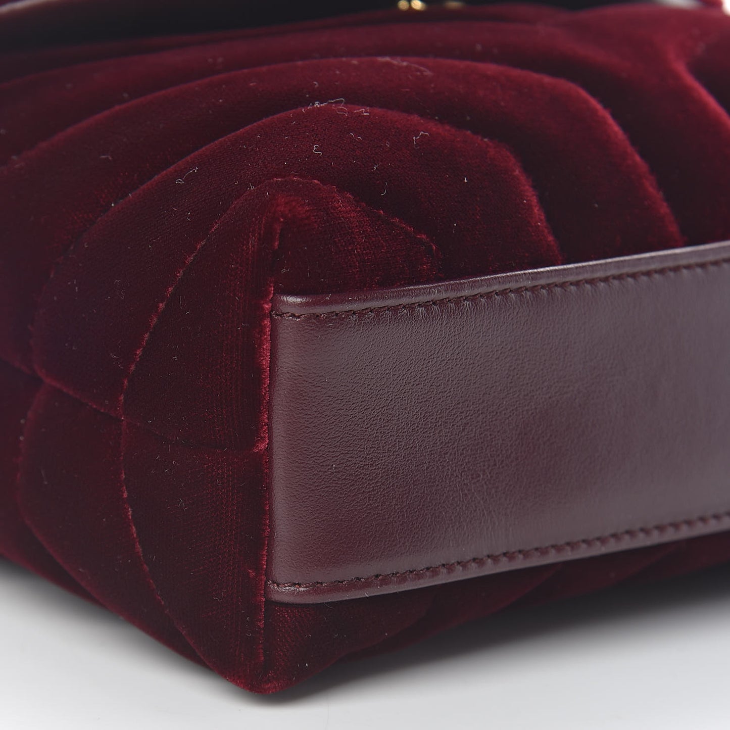 Velvet Y Quilted Monogram Toy Loulou Crossbody Bag French Burgundy