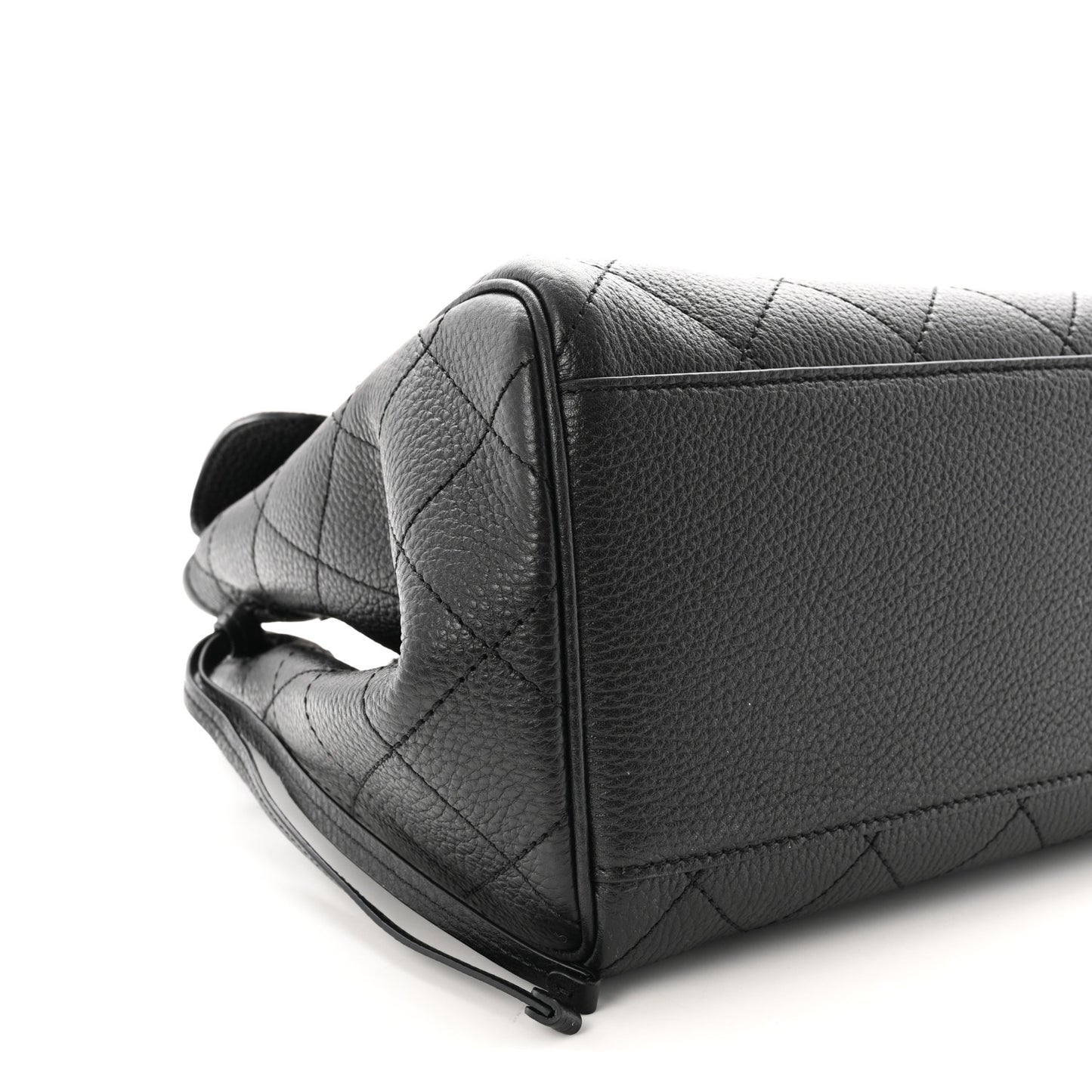 Grained Calfskin Stitched Urban Essentials Large Shopping Bag Black