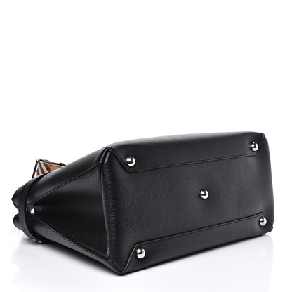 Burberry Derby Calfskin House Check Medium Banner Tote Black 3 of 10