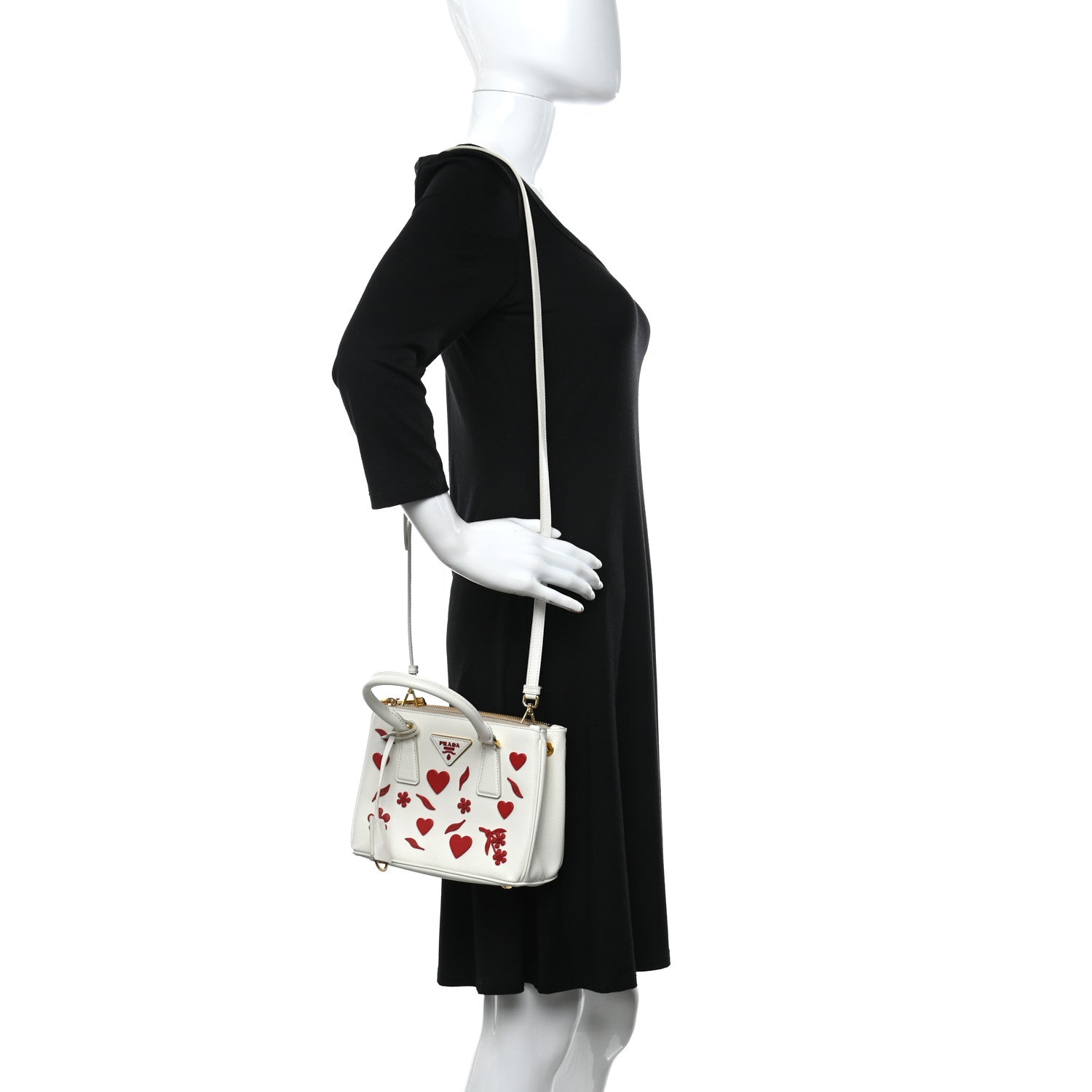 Prada Saffiano Micro Galleria Double Zip Qixi Tote White Fuoco 3 of 12