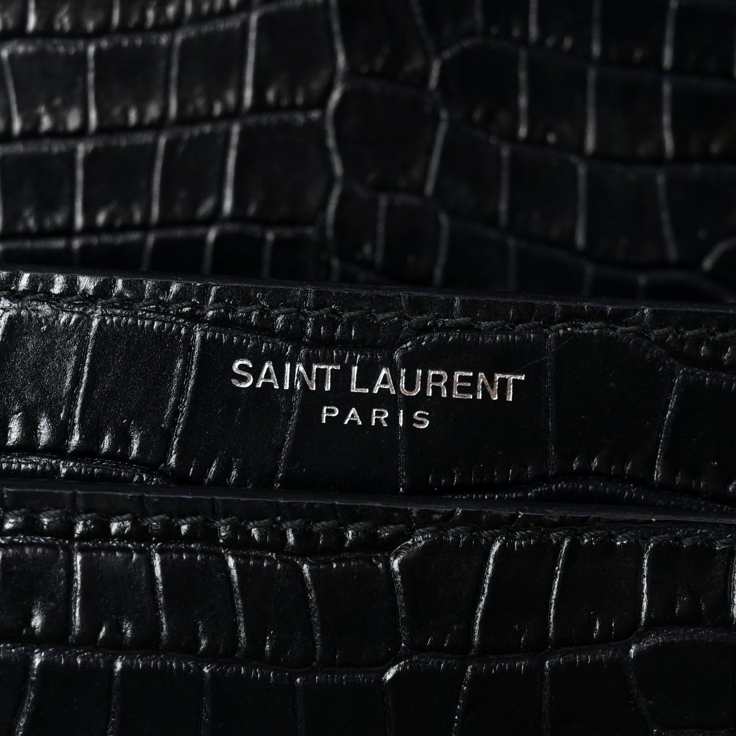 Calfskin Crocodile Embossed Medium Monogram Sunset  Deep Marine