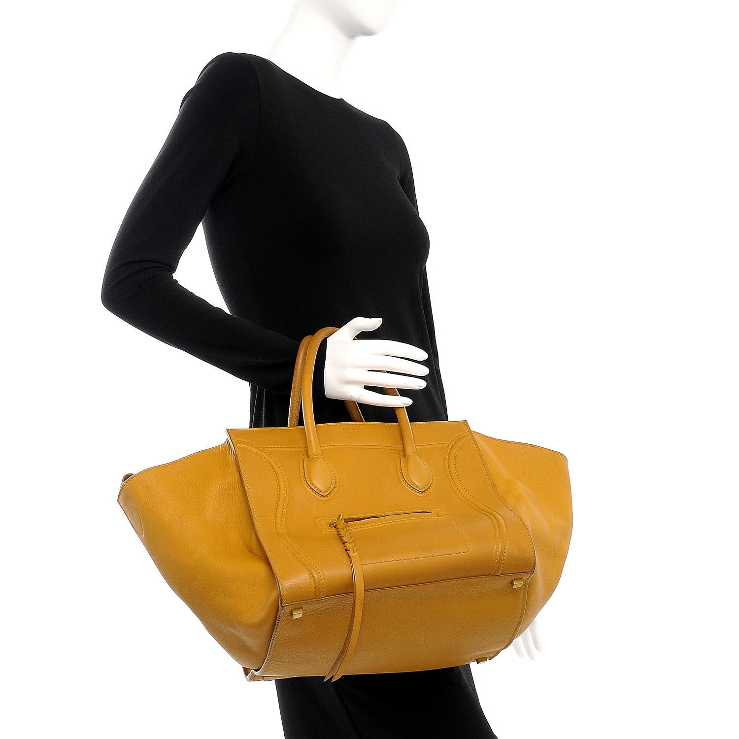 Celine Supple Calfskin Medium Phantom Luggage Curry 2 of 14