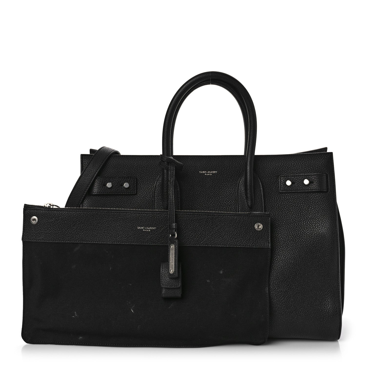 Saint Laurent Grained Calfskin Medium Souple Sac De Jour Black 1 of 9