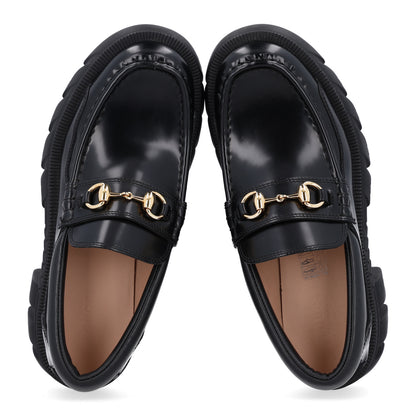 Gucci Magnum Calfskin Nappa Samoa Womens Horsebit Platform Chunky Lug Sole 40mm Loafers 37 Black 2 of 10