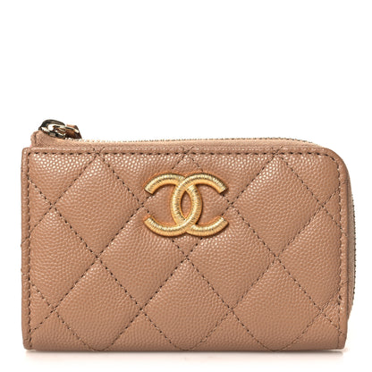Chanel Caviar Quilted Zipped Key Holder Case Dark Beige 1 of 8