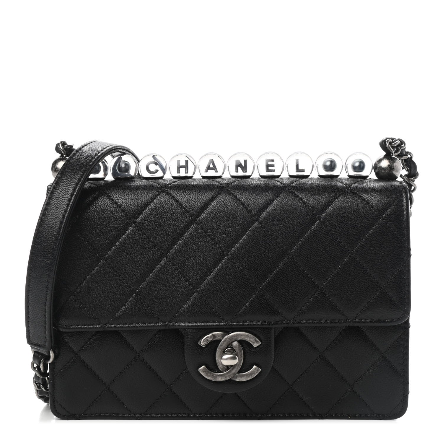 Chanel Goatskin Quilted Logo Small Chic Flap Black 1 of 8