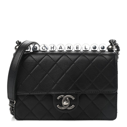 Chanel Goatskin Quilted Logo Small Chic Flap Black 1 of 8