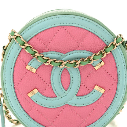 Chanel Caviar Quilted Round Filigree Crossbody Pink Blue Green 8 of 10
