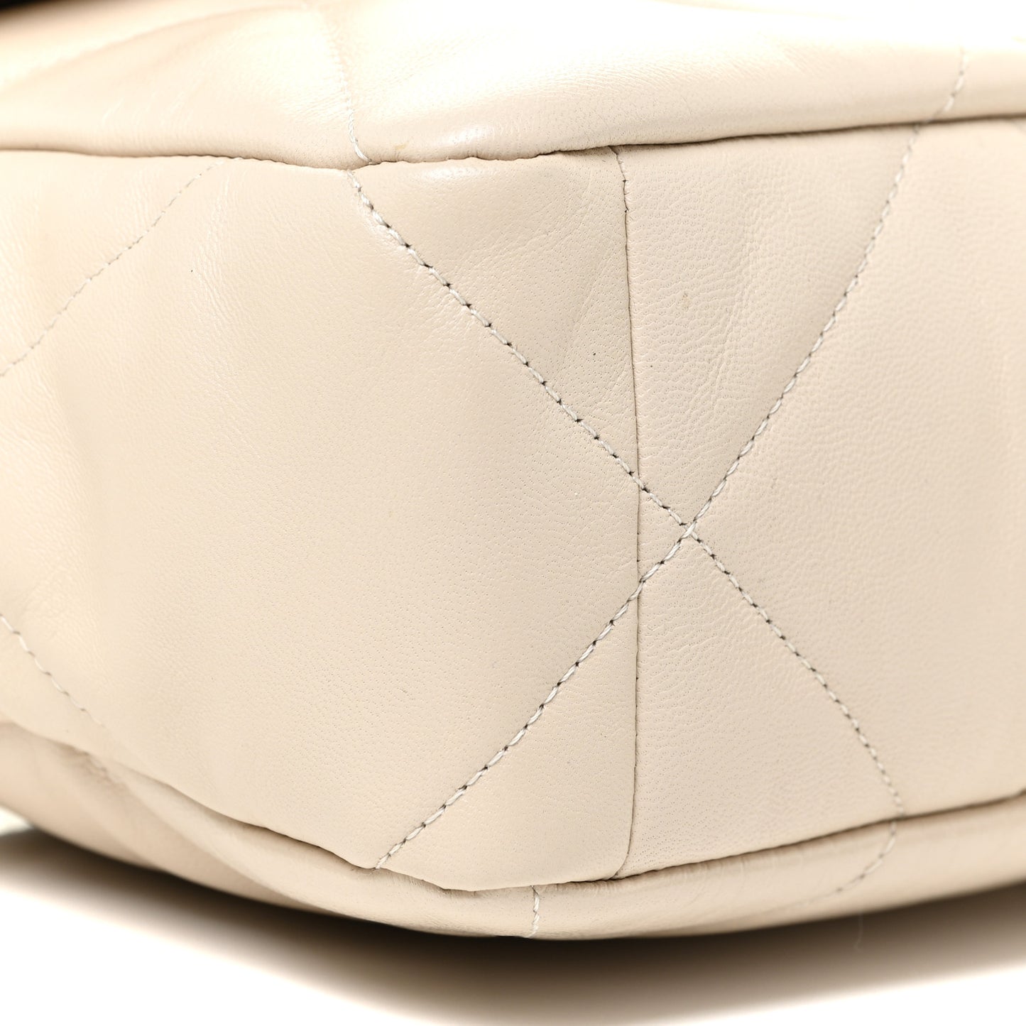 Goatskin Quilted Large Chanel 19 Flap Light Beige