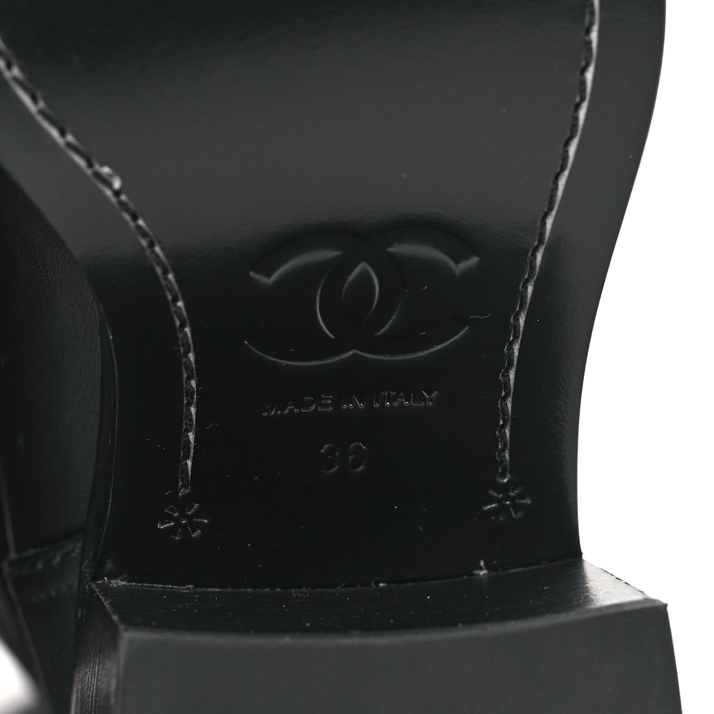 Lambskin CC Logo Calf Boots 36 Black