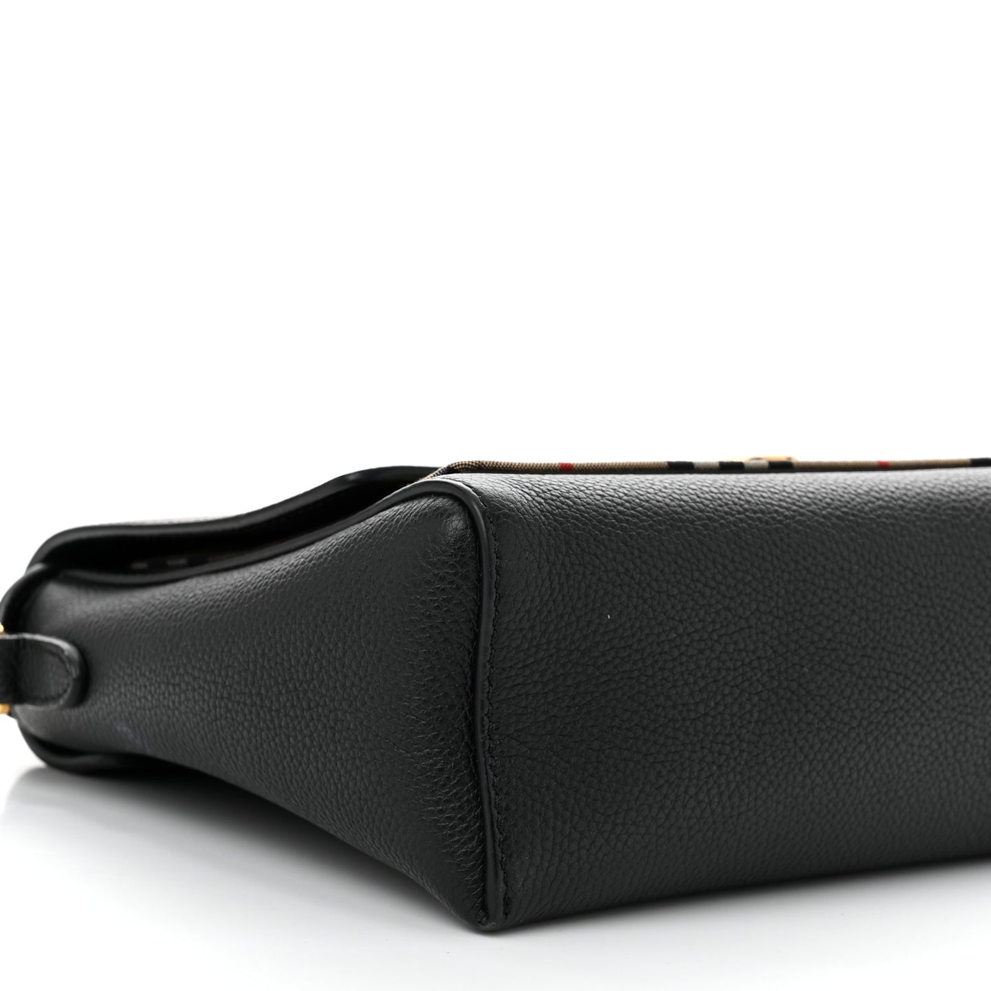 Coated Canvas Calfskin Vintage Check Medium Note Crossbody Bag Black