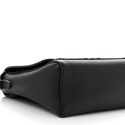 Burberry Coated Canvas Calfskin Vintage Check Medium Note Crossbody Bag Black 8 of 9