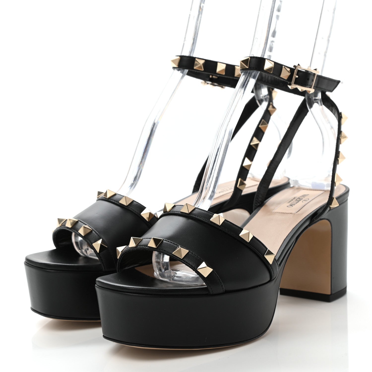 Valentino Garavani Calfskin Rockstud 35/75mm Platform Sandals 37.5 Black 3 of 8