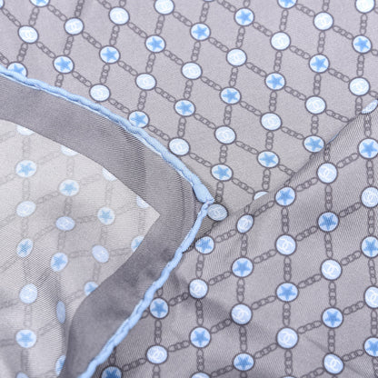 Chanel Silk Square Scarf Grey Blue 3 of 3