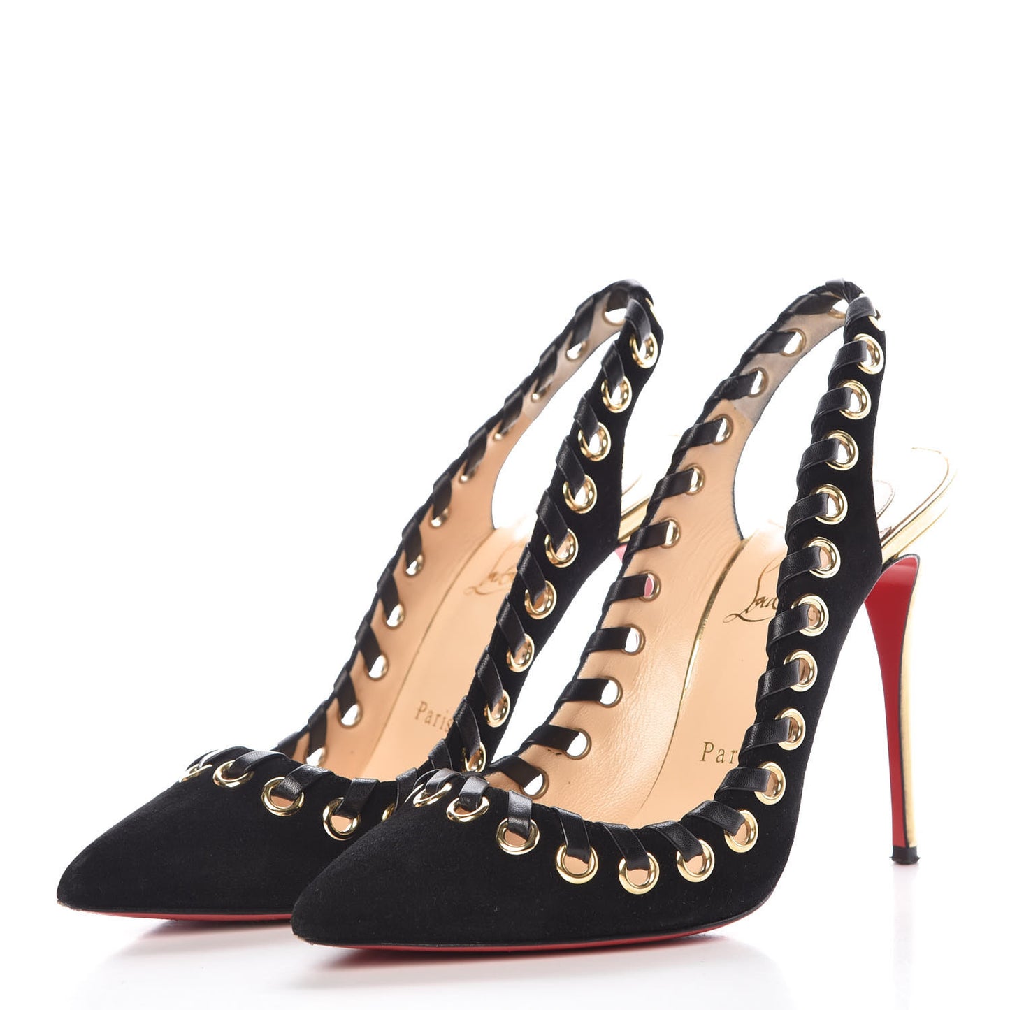 Suede Kid Specchio Ostri 100 Slingback Pumps 38.5 Black