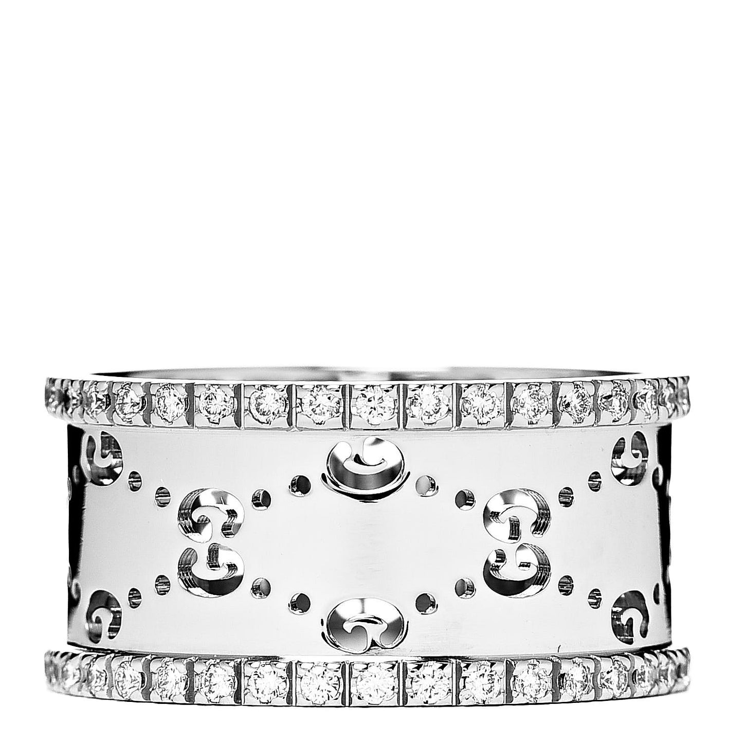 18K White Gold Diamond 10mm Icon Eternity Band Ring 55 7.25